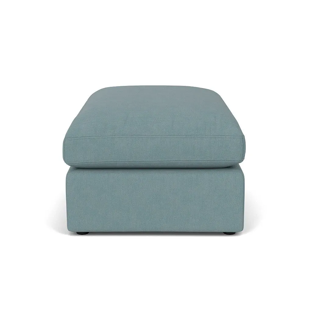 Clarke Large Foot Stool - Sky Blue, House Linen Mix
