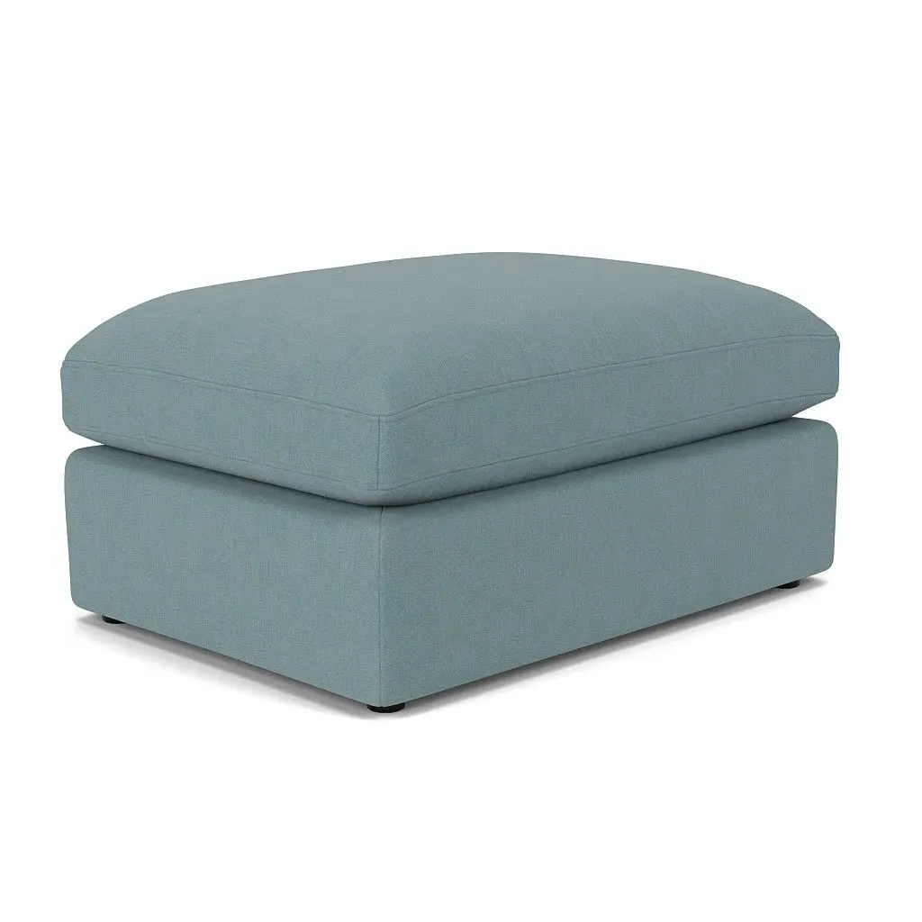 Clarke Large Foot Stool - Sky Blue, House Linen Mix