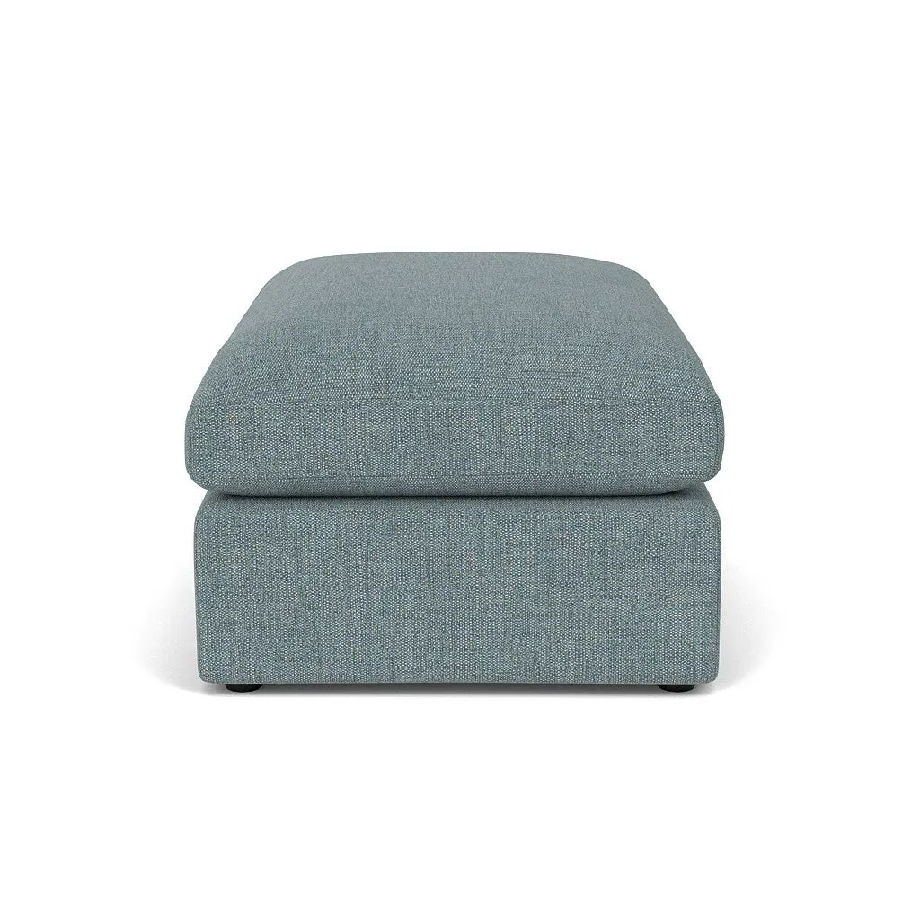 Clarke Large Foot Stool - Teal Marl, Rustic Weave