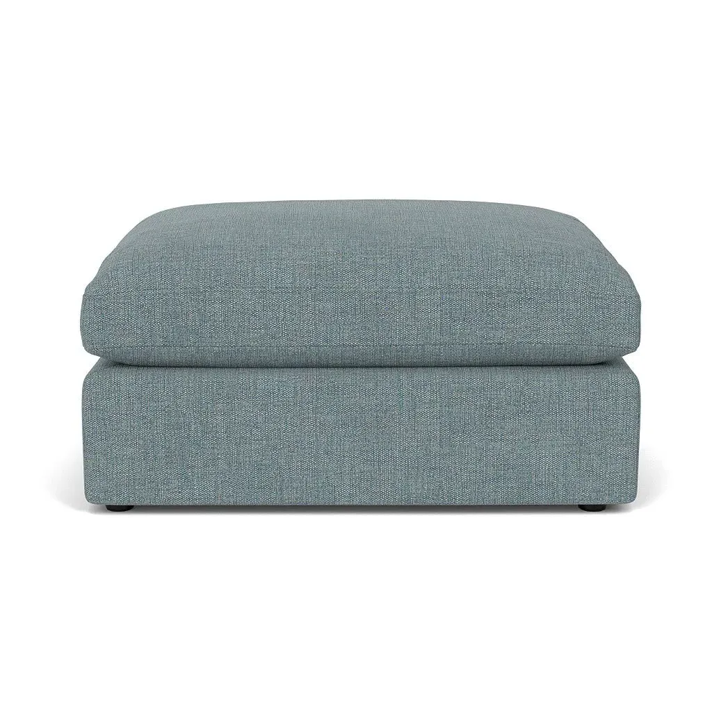 Clarke Large Foot Stool - Teal Marl, Rustic Weave