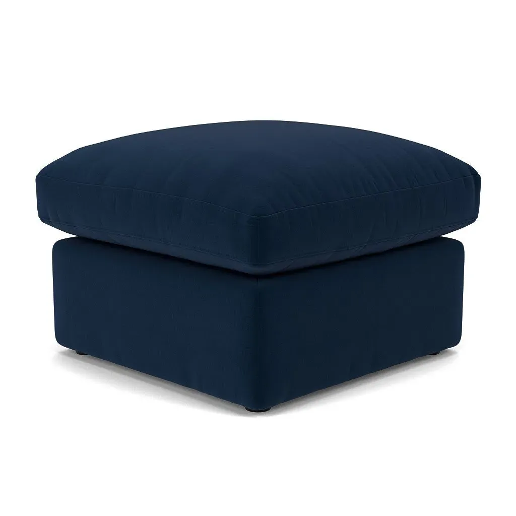 Clarke Foot Stool - Deep Blue, Matt Velvet