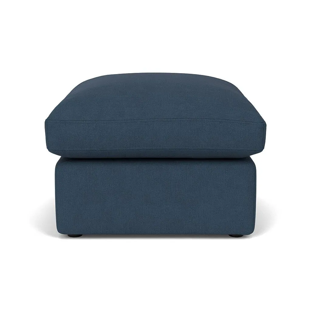 Clarke Foot Stool - Indigo, House Linen Mix