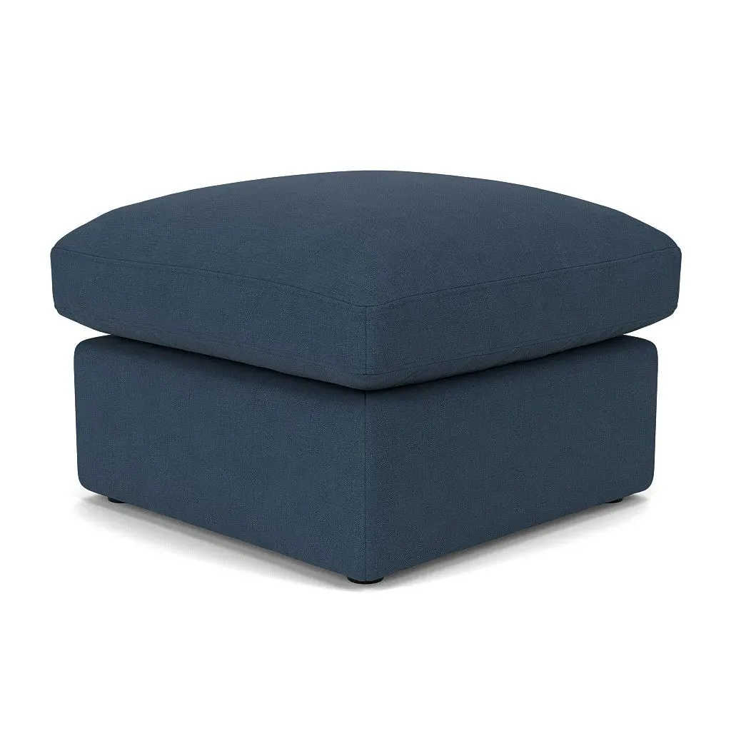 Clarke Foot Stool - Indigo, House Linen Mix