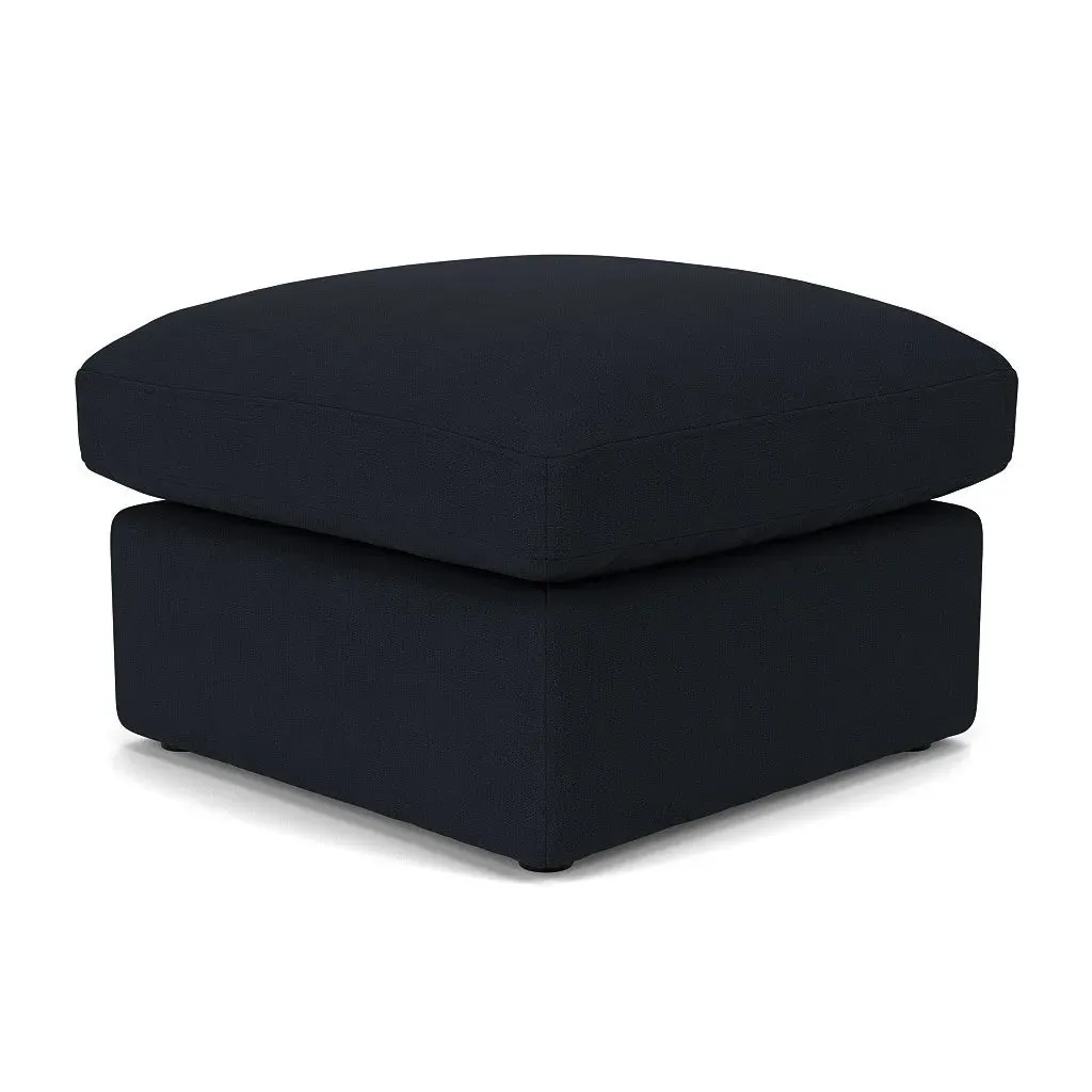 Clarke Foot Stool - Ink, House Linen Mix