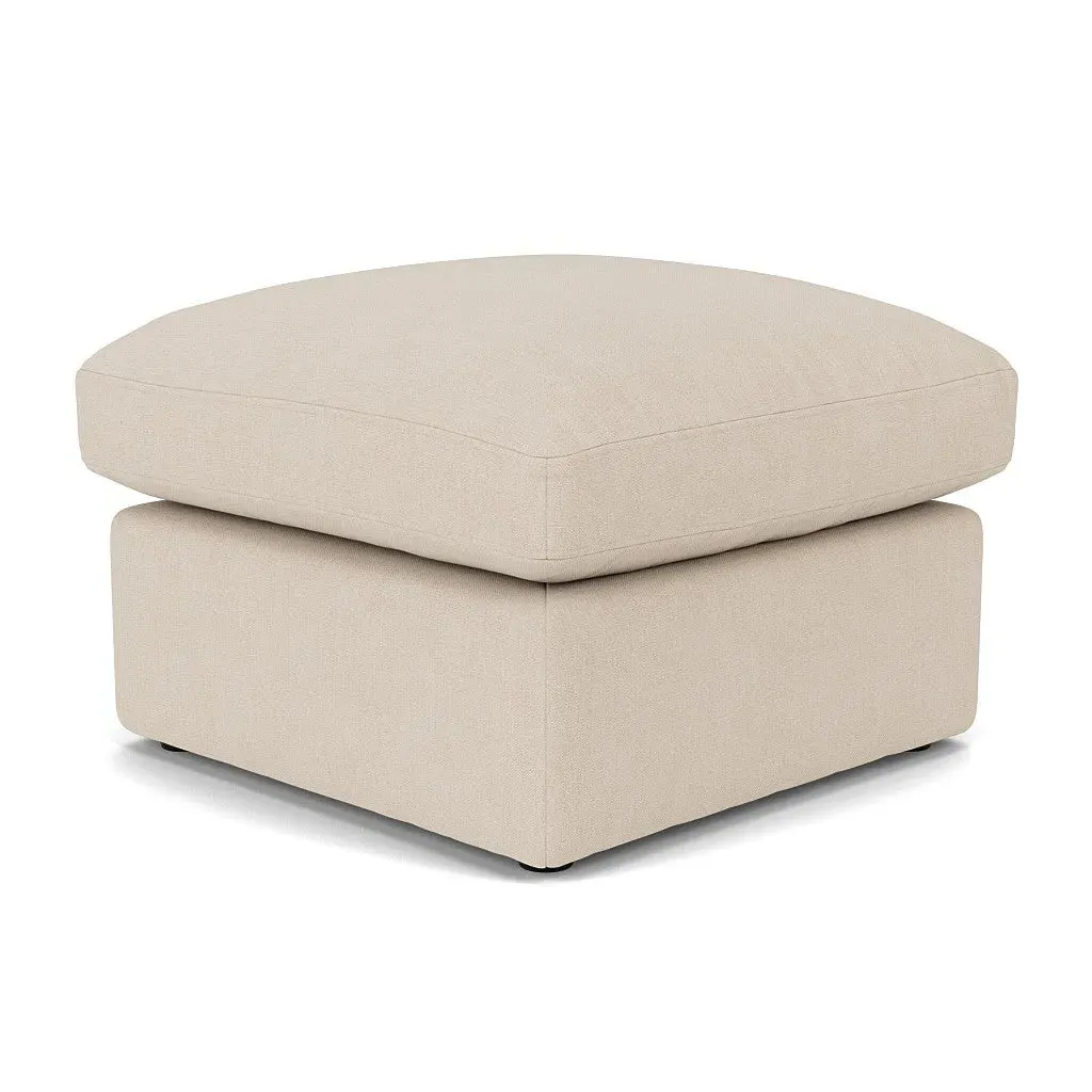 Clarke Foot Stool - Lily White, House Linen Mix