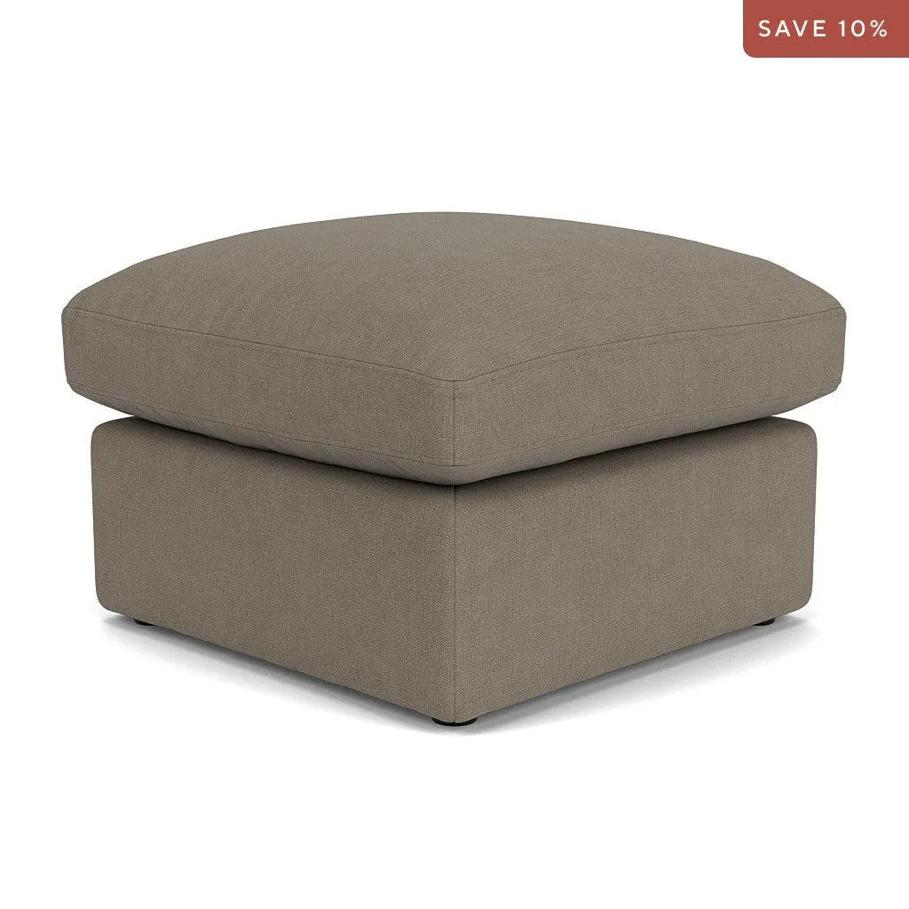 Clarke Foot Stool - Mid Grey, House Linen Mix