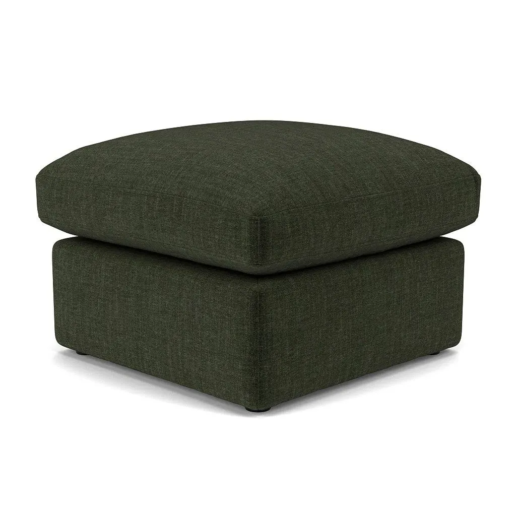 Clarke Foot Stool - Moss, Eco Chenille