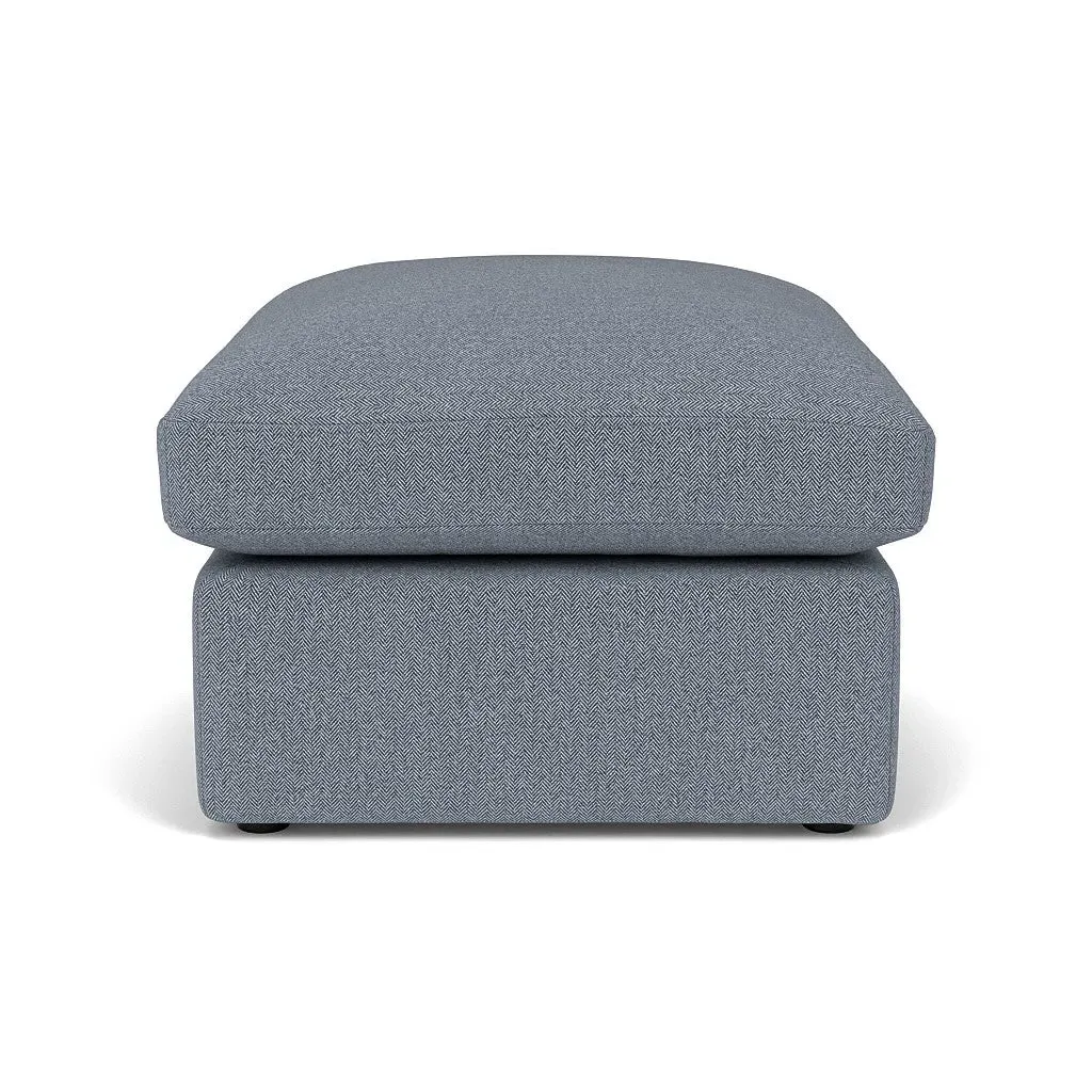 Clarke Foot Stool - Navy, Eco Herringbone
