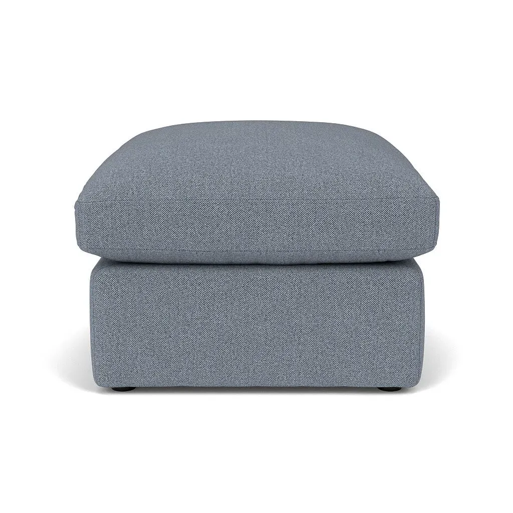 Clarke Foot Stool - Navy, Eco Herringbone image