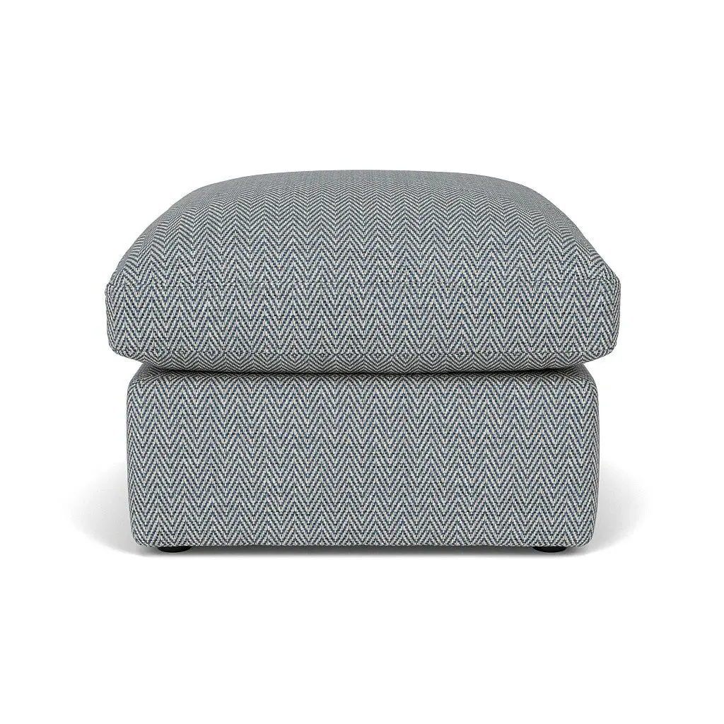 Clarke Foot Stool - Navy, Herringbone Weave