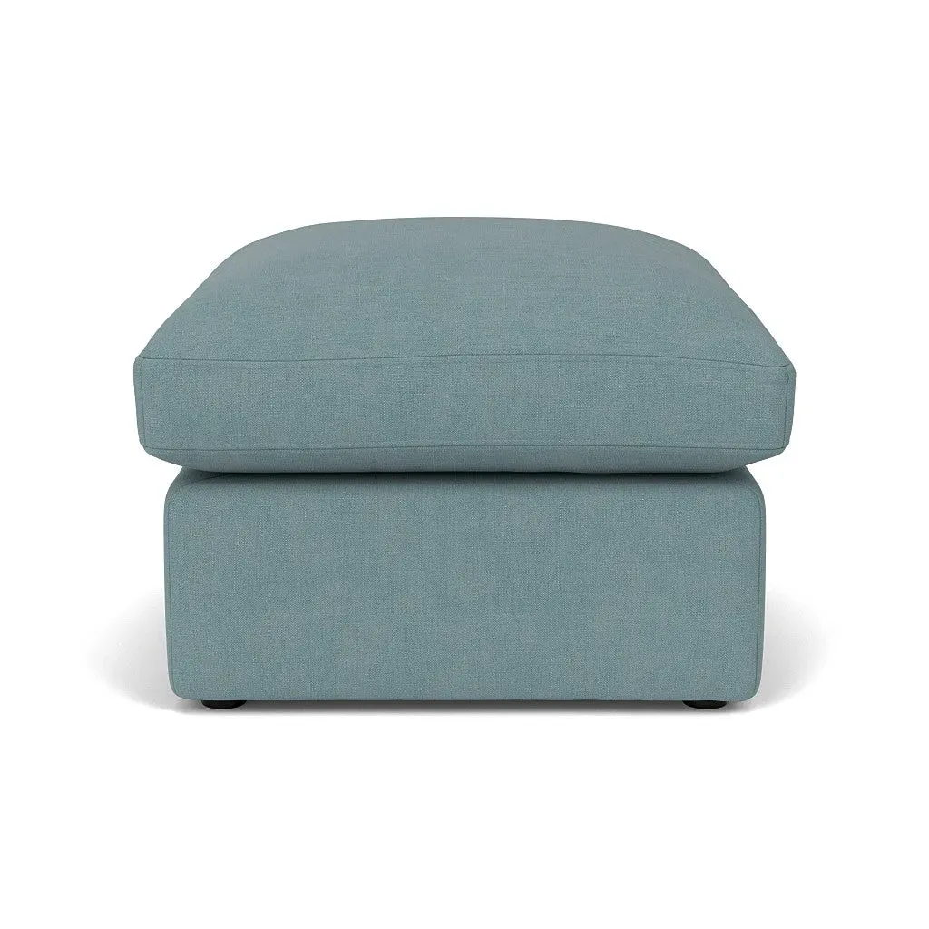 Clarke Foot Stool - Sky Blue, House Linen Mix