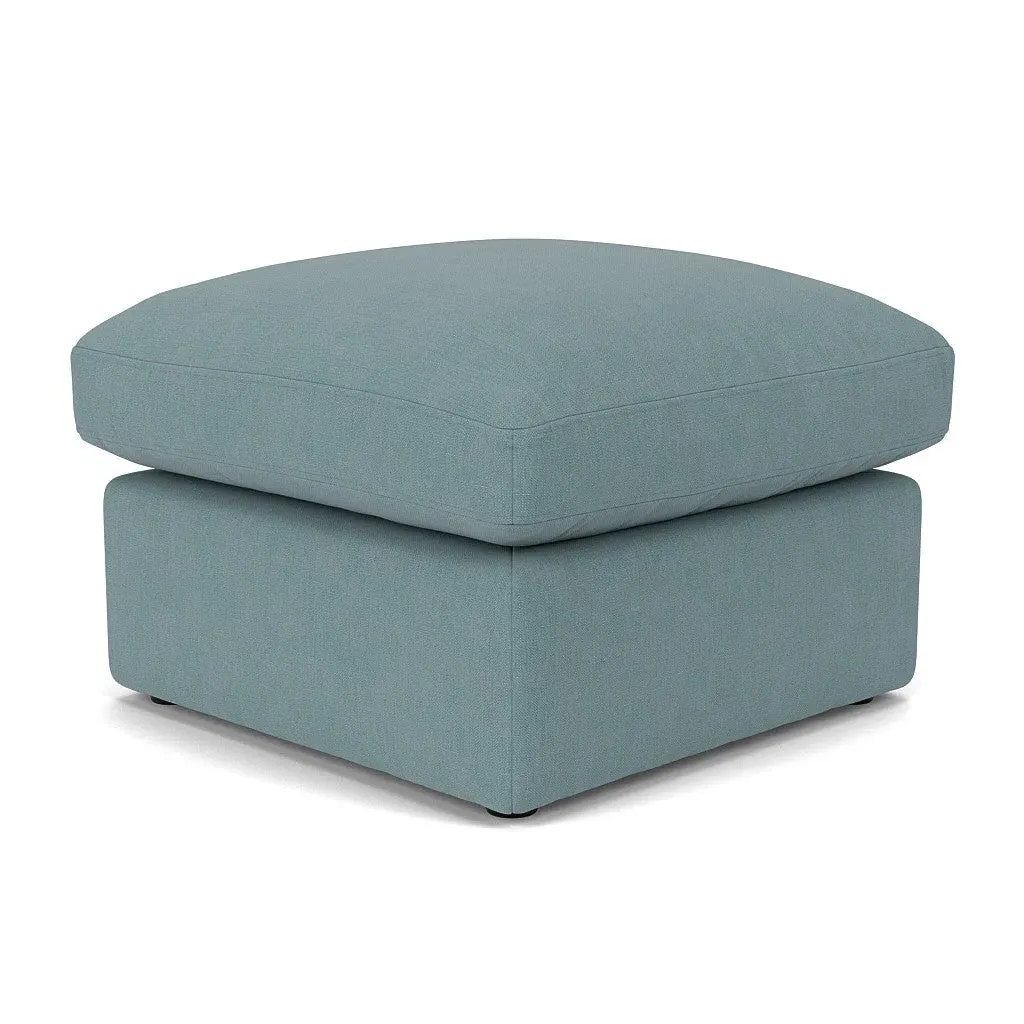 Clarke Foot Stool - Sky Blue, House Linen Mix