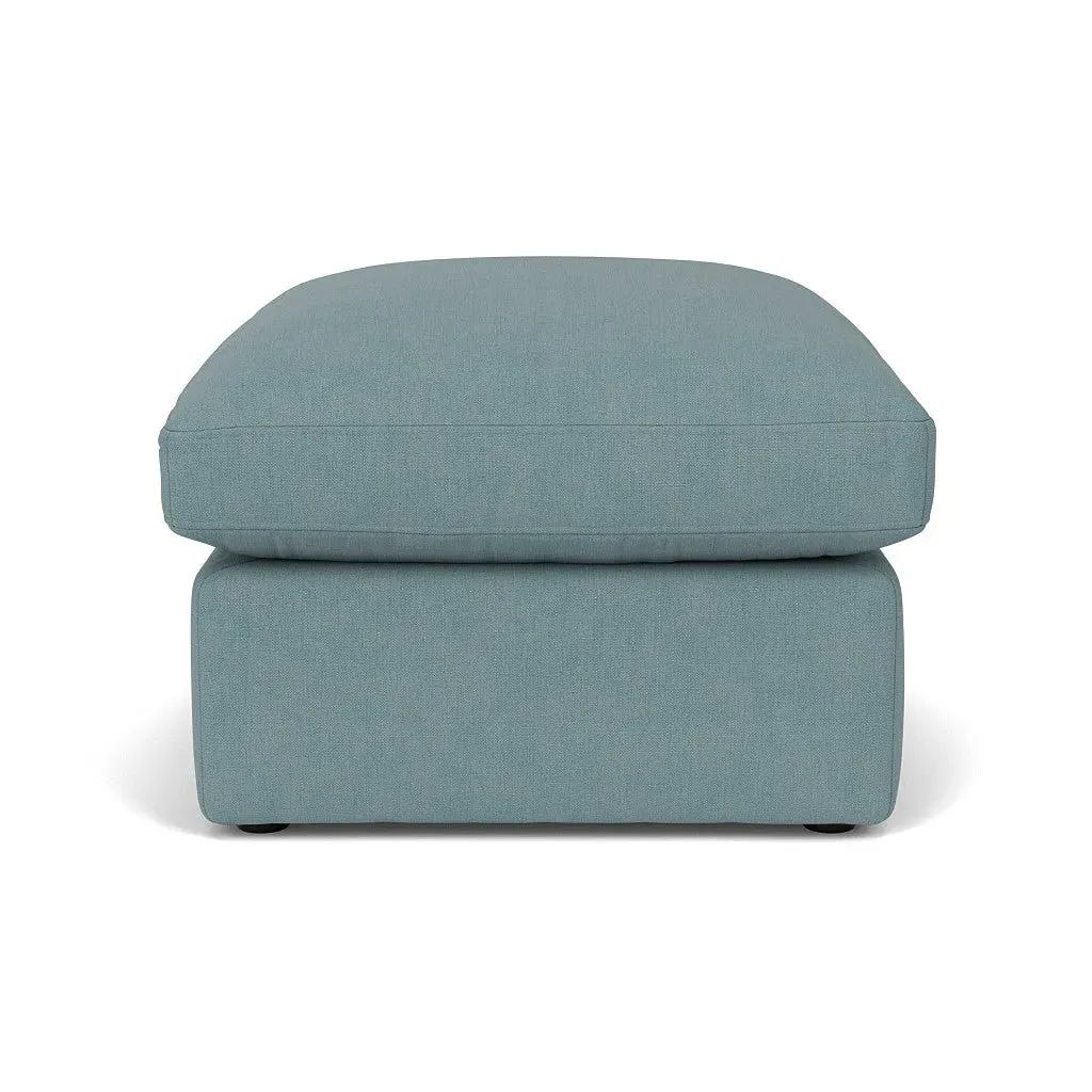 Clarke Foot Stool - Sky Blue, House Linen Mix