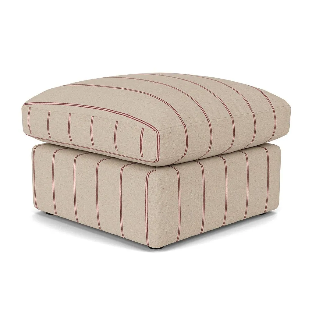 Clarke Small Foot Stool - Raspberry, Compton Stripe