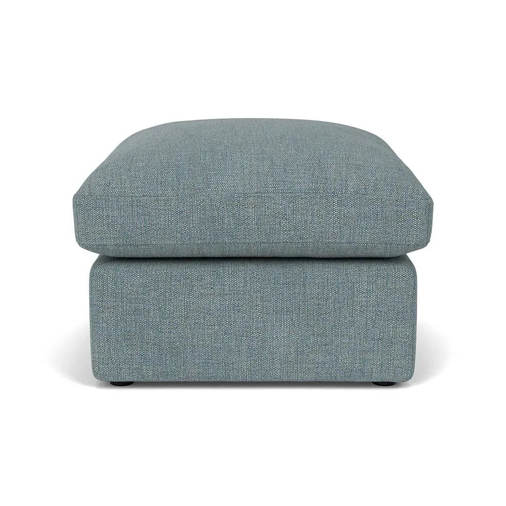 Clarke Small Foot Stool - Teal Marl, Rustic Weave