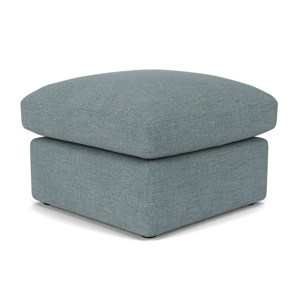 Clarke Small Foot Stool - Teal Marl, Rustic Weave