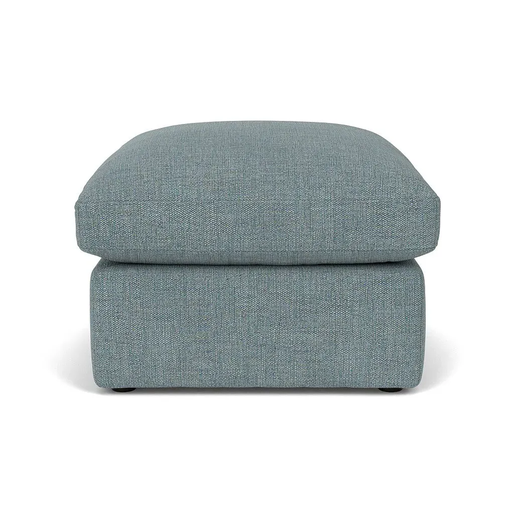 Clarke Small Foot Stool - Teal Marl, Rustic Weave