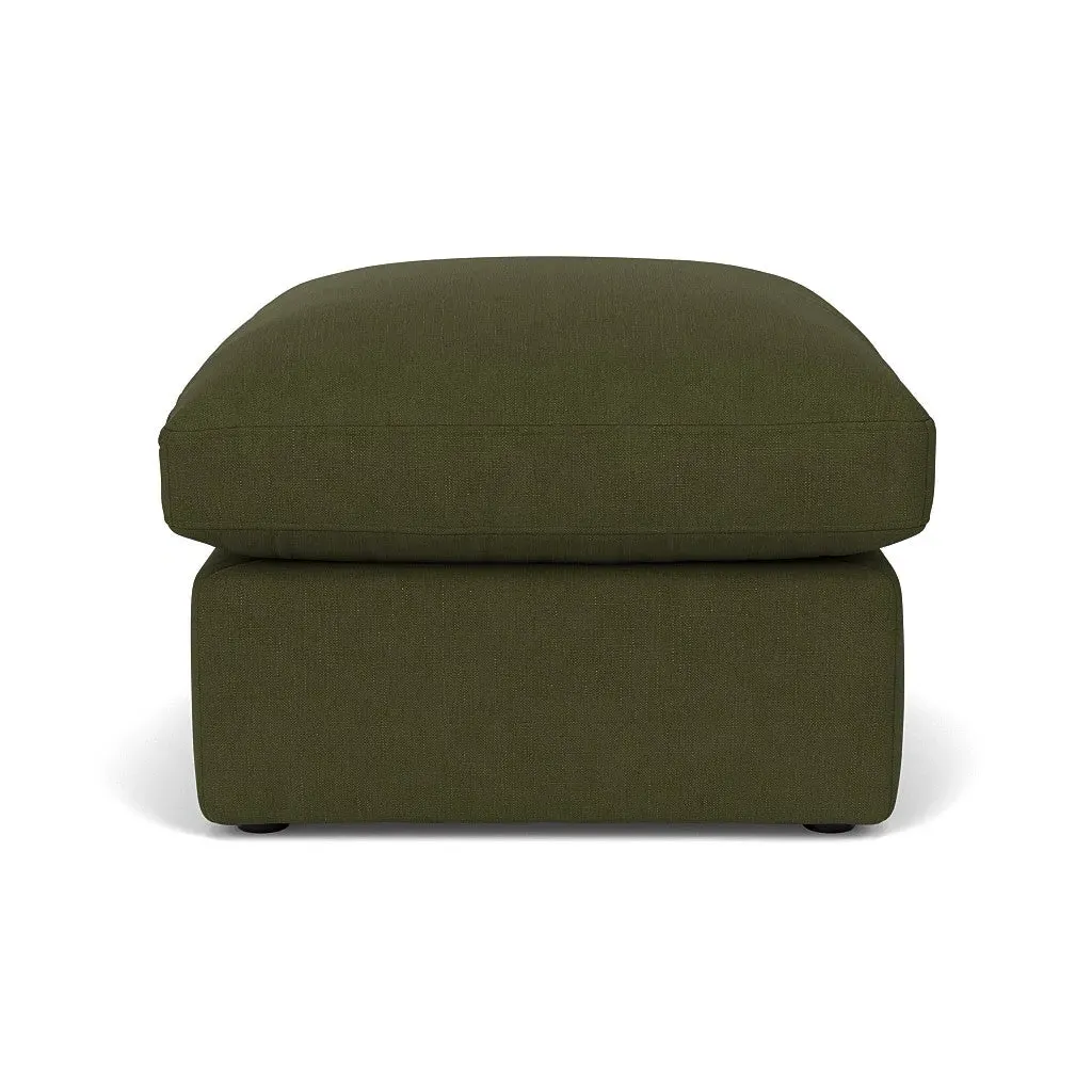 Clarke Square Foot Stool - Forest Green, Linen Mix image