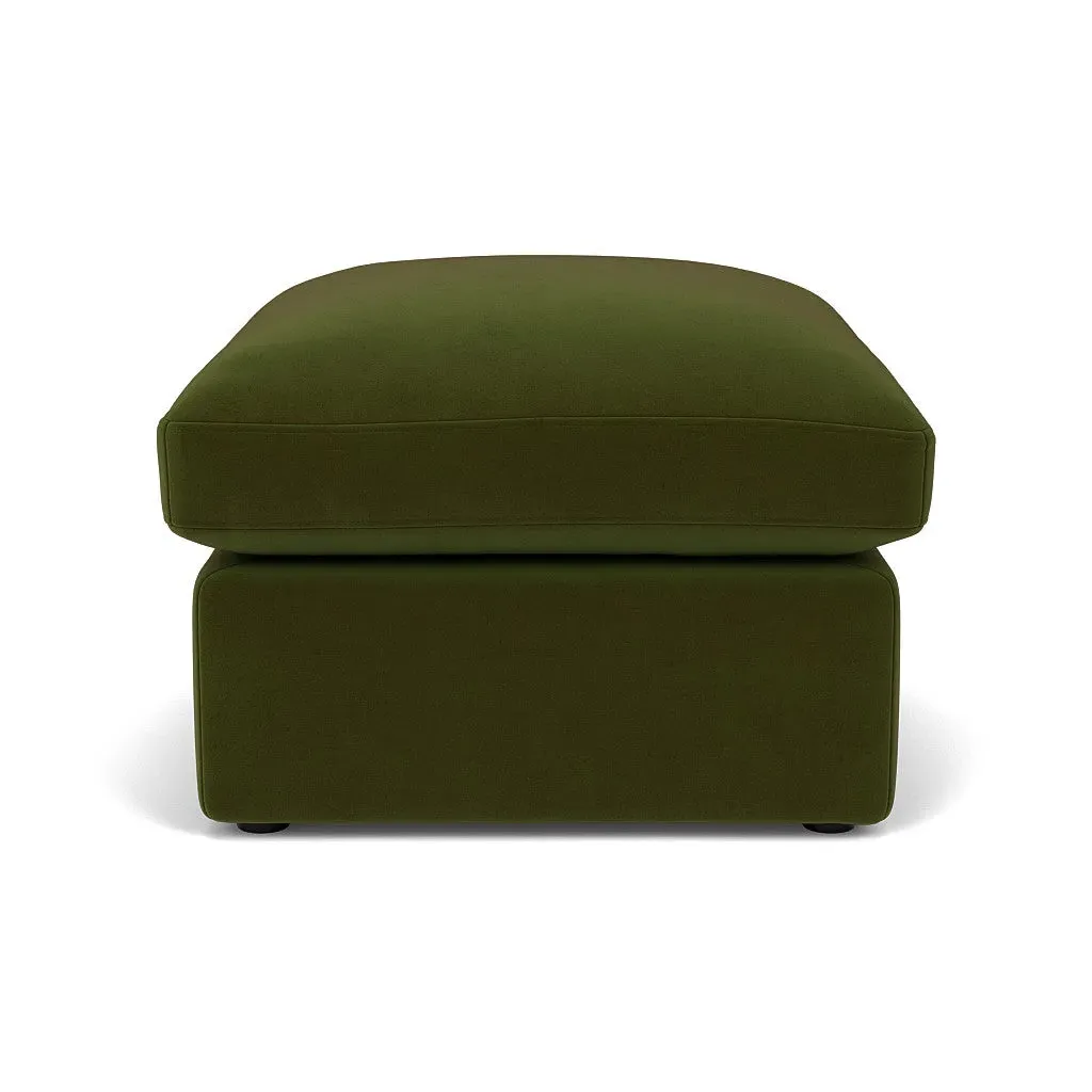Clarke Square Foot Stool - Forest Green, Matt Velvet