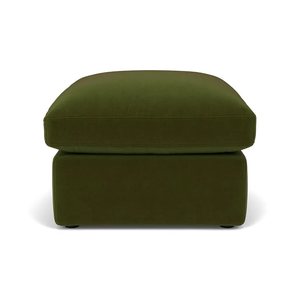 Clarke Square Foot Stool - Forest Green, Matt Velvet