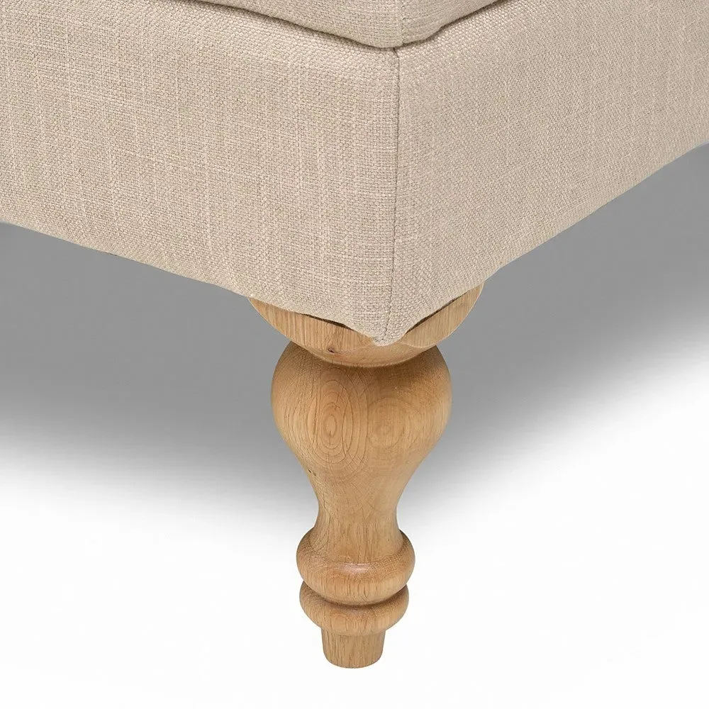 Buttoned Coffee Table - Stone Linen, Oak