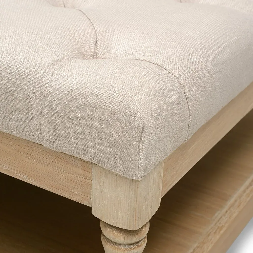 Rectangular Coffee Table with Shelf - Grey, Linen