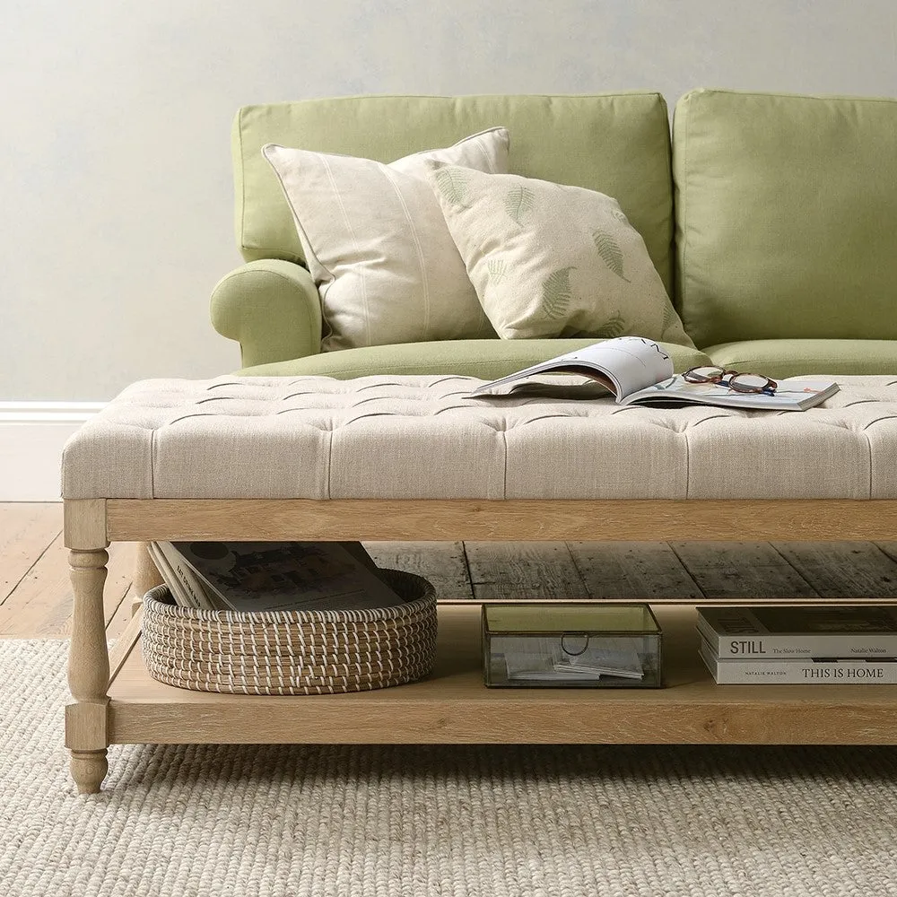 Rectangular Coffee Table with Shelf - Grey, Linen image