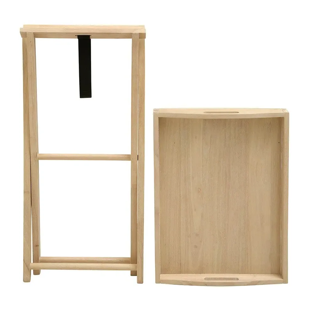 Butler Tray with Folding Stand - Rubberwood
