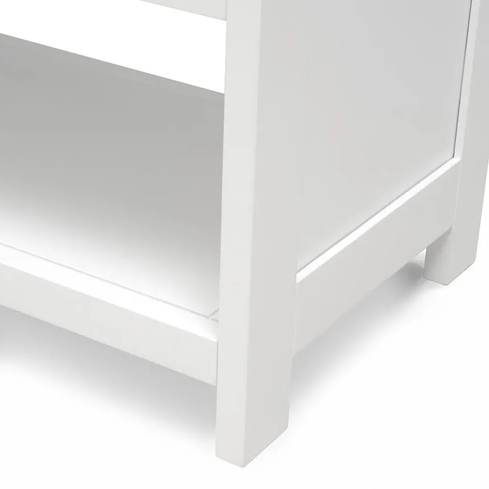 Pure White Shoe Bench - White, Hardwood