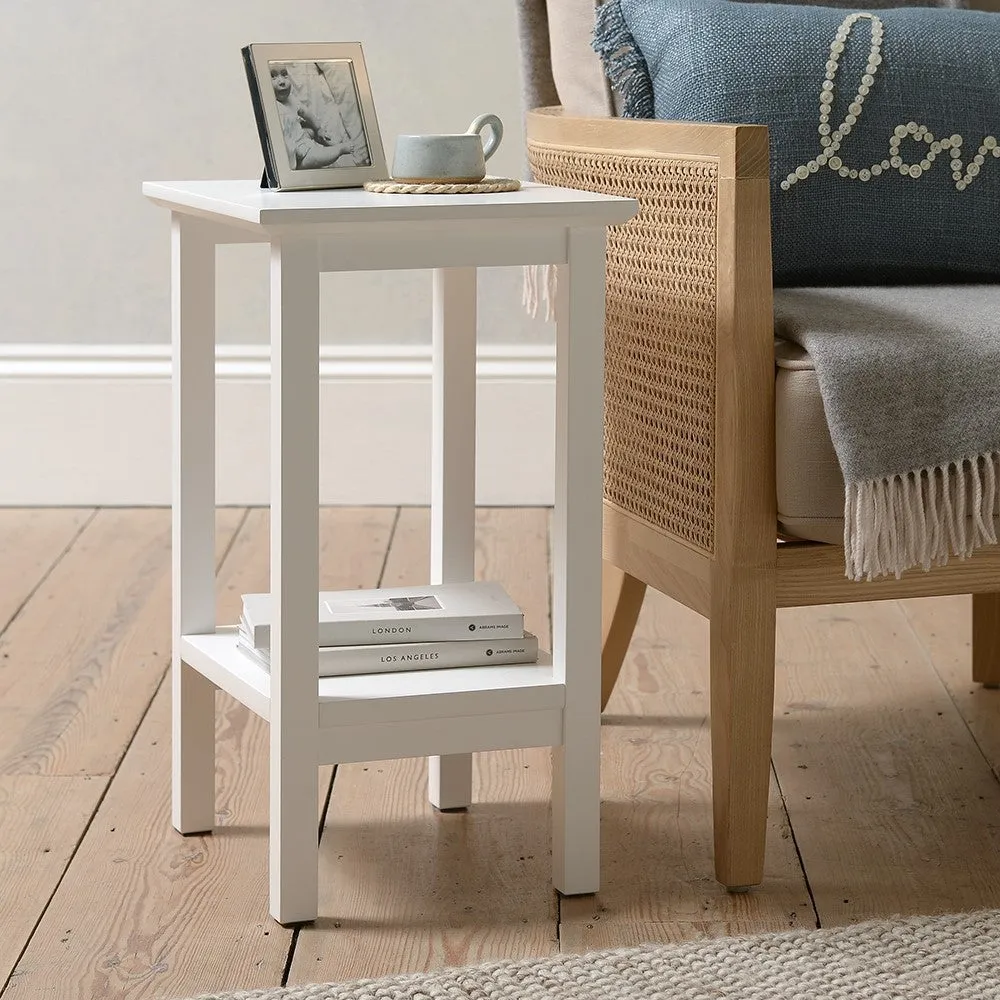 Pure White Side Table with Storage - White, Hardwood