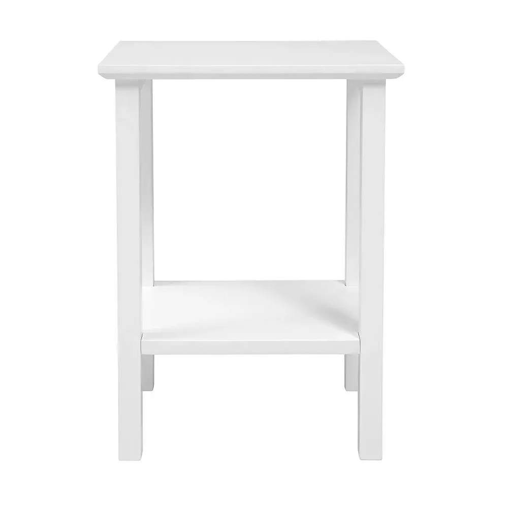 Pure White Side Table with Storage - White, Hardwood image