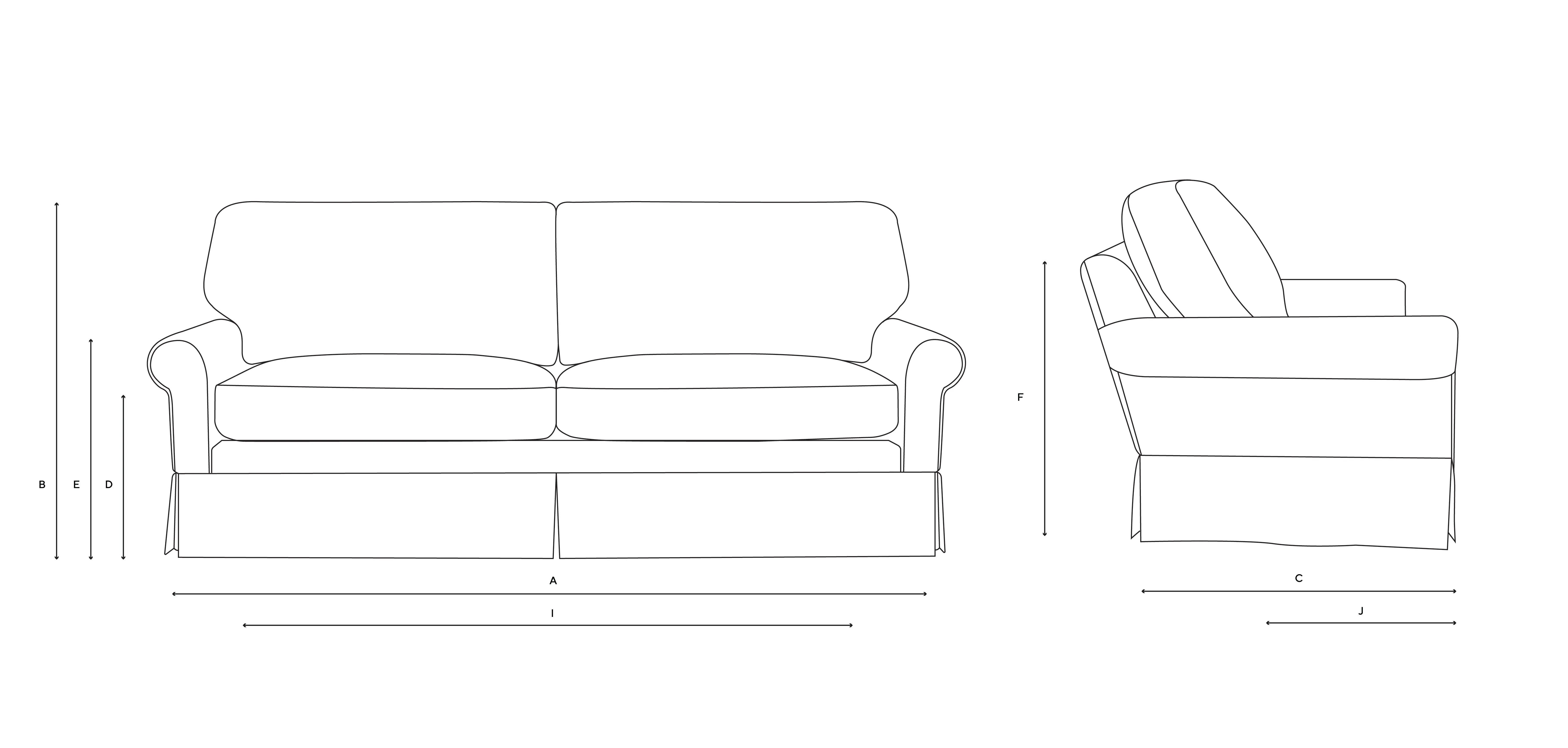 4-Seater Sofa - Natural, Compton Stripe