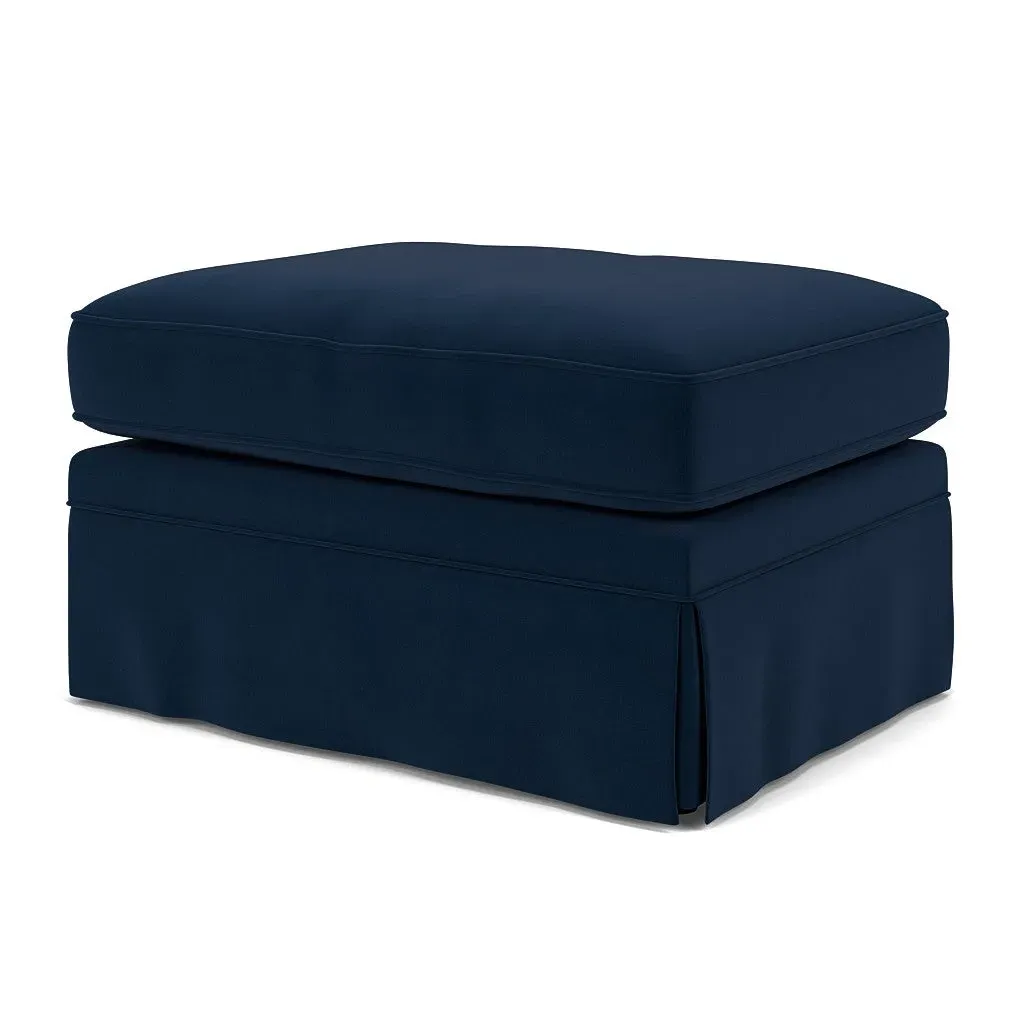 Dawson Foot Stool - Deep Blue, Matt Velvet