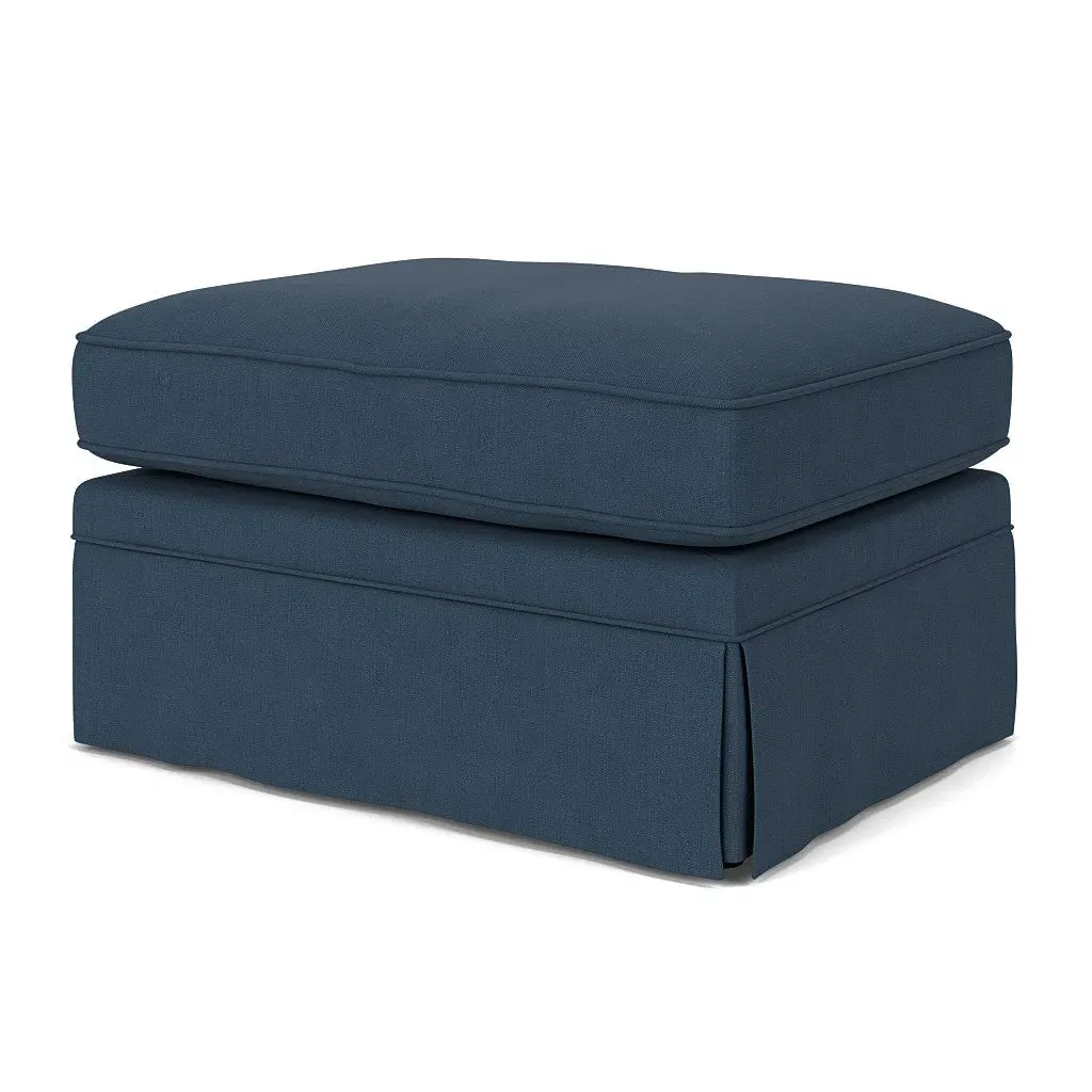 Dawson Foot Stool - Indigo, House Linen Mix