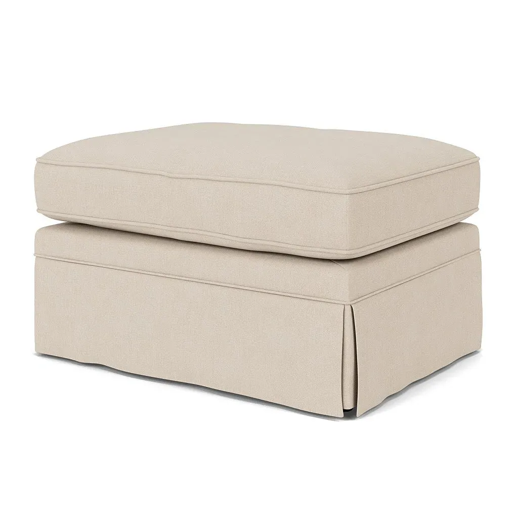 Dawson Foot Stool - Lily White, Linen Mix