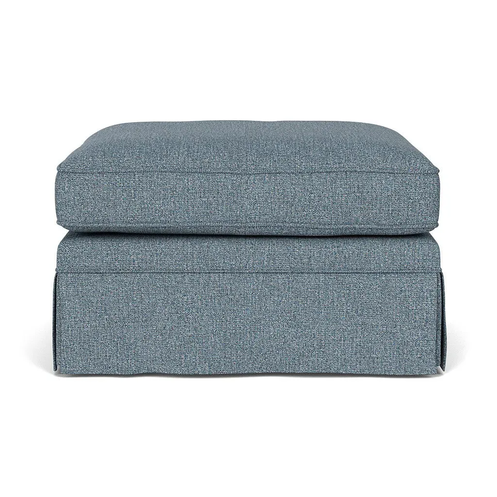 Dawson Foot Stool - Mid Blue, Aquaclean Oxford