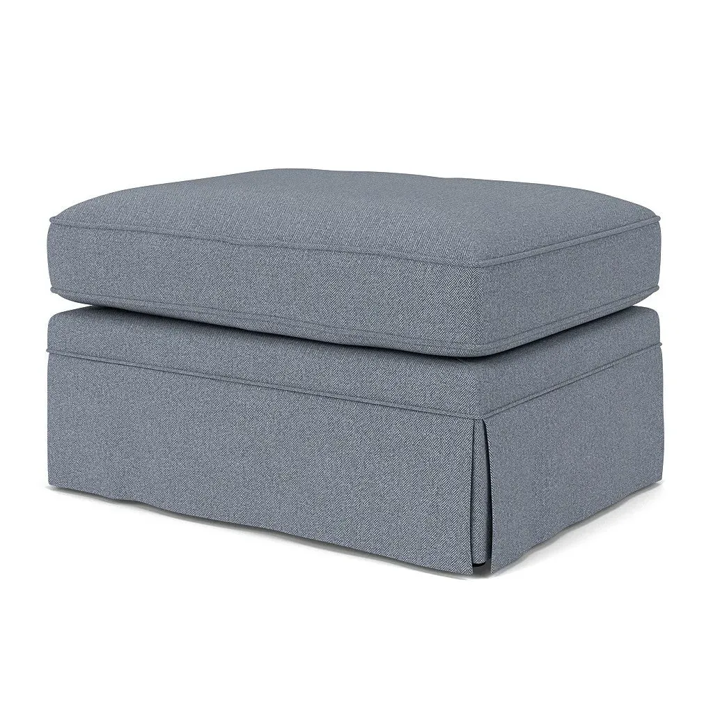 Dawson Foot Stool - Navy, Eco Herringbone