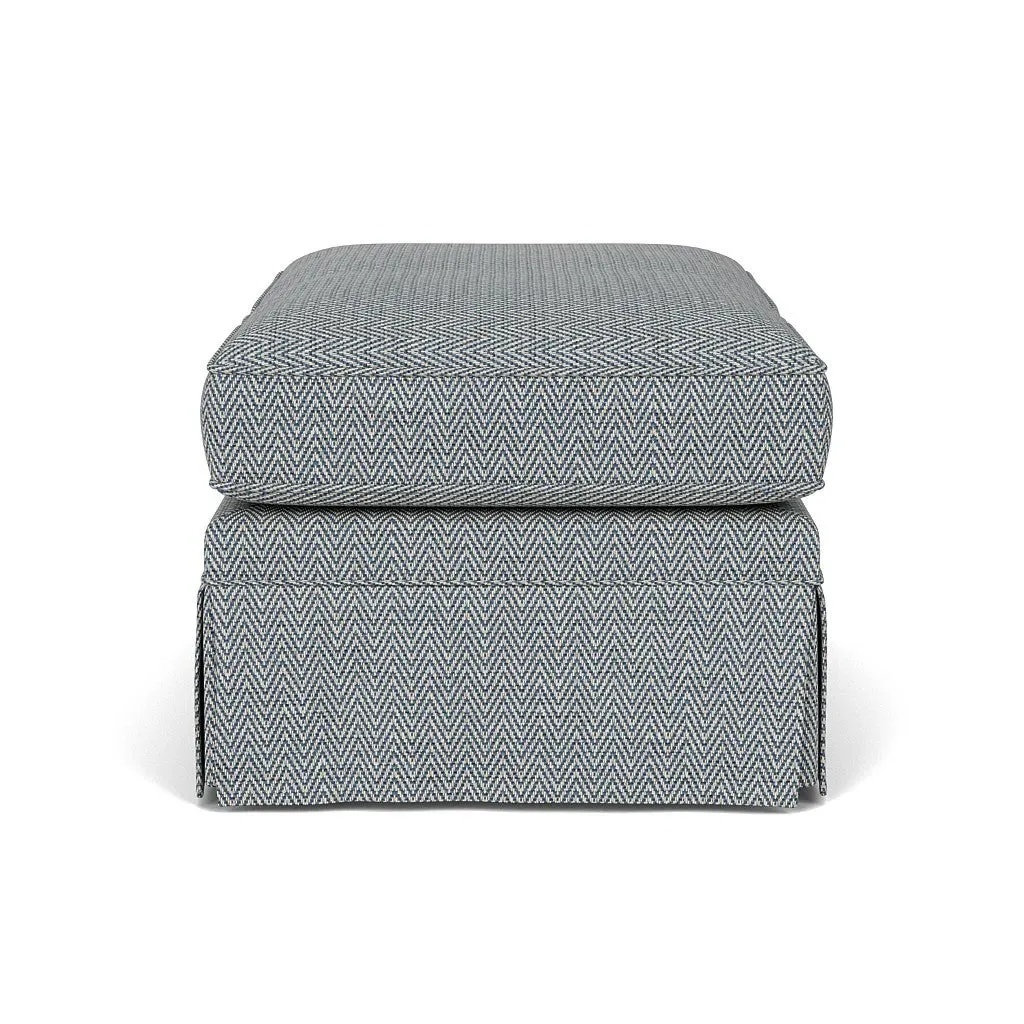 Dawson Foot Stool - Navy, Herringbone Weave