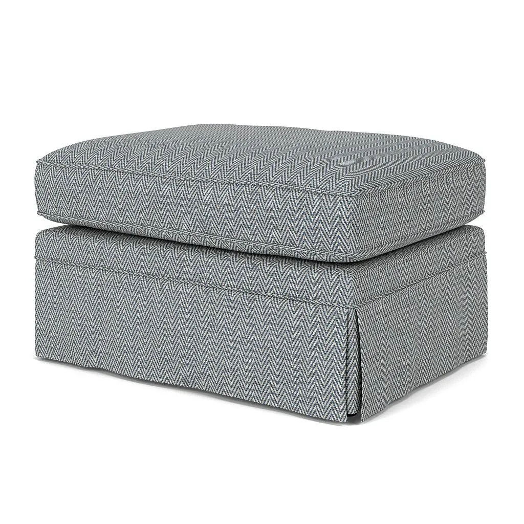Dawson Foot Stool - Navy, Herringbone Weave