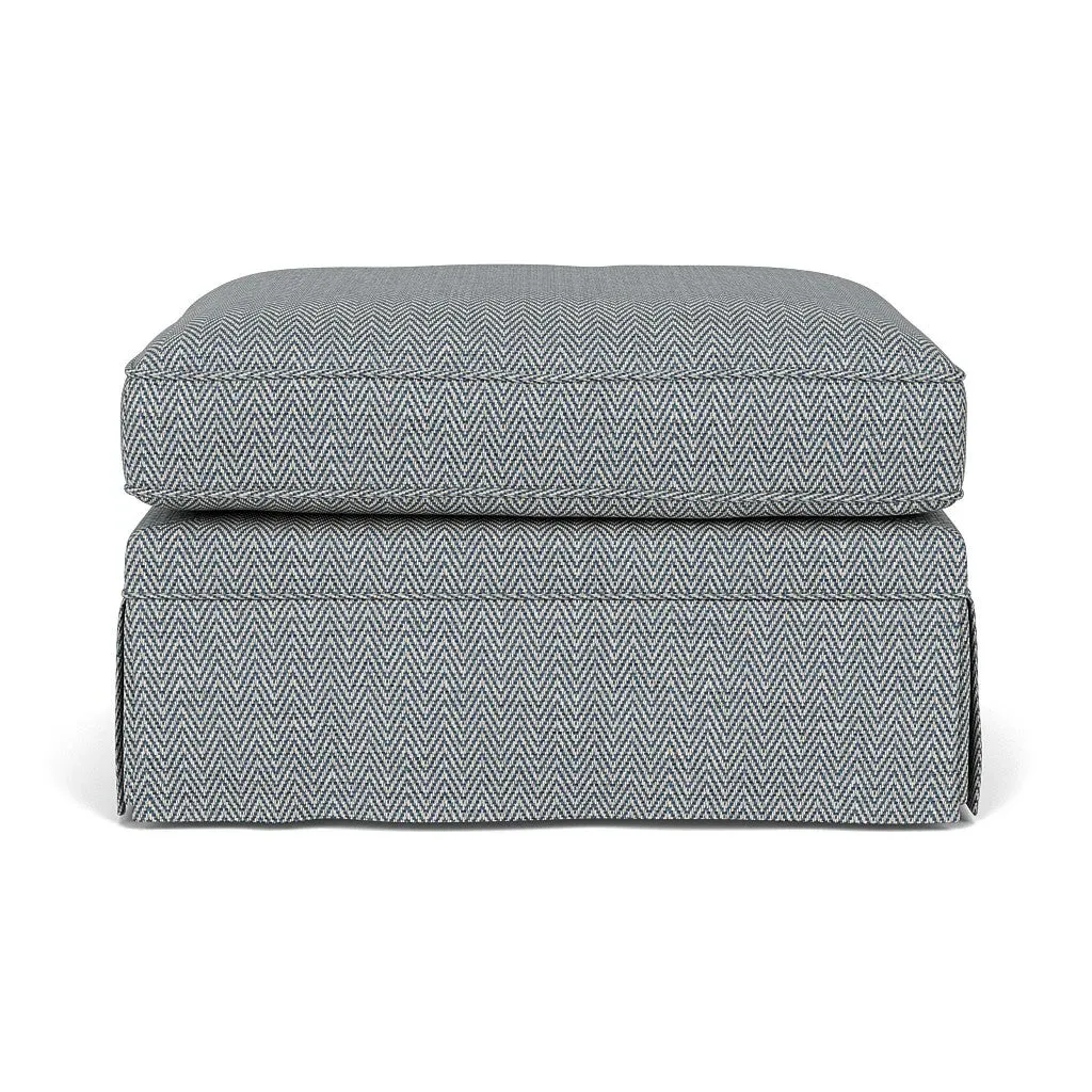 Dawson Foot Stool - Navy, Herringbone Weave