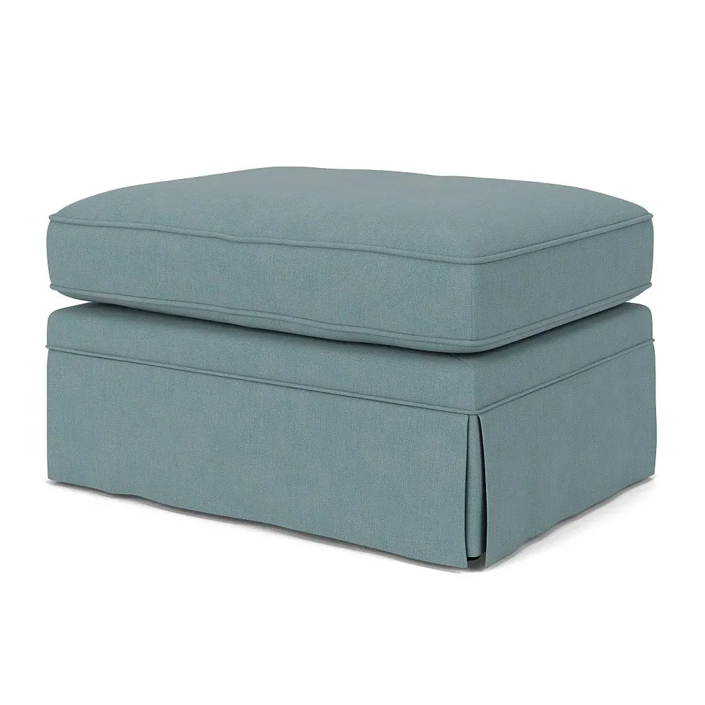 Dawson Foot Stool - Sky Blue, Linen Mix