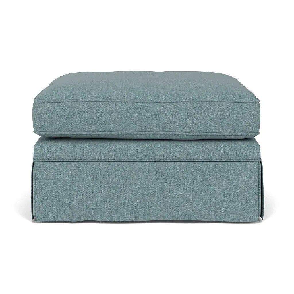 Dawson Foot Stool - Sky Blue, Linen Mix