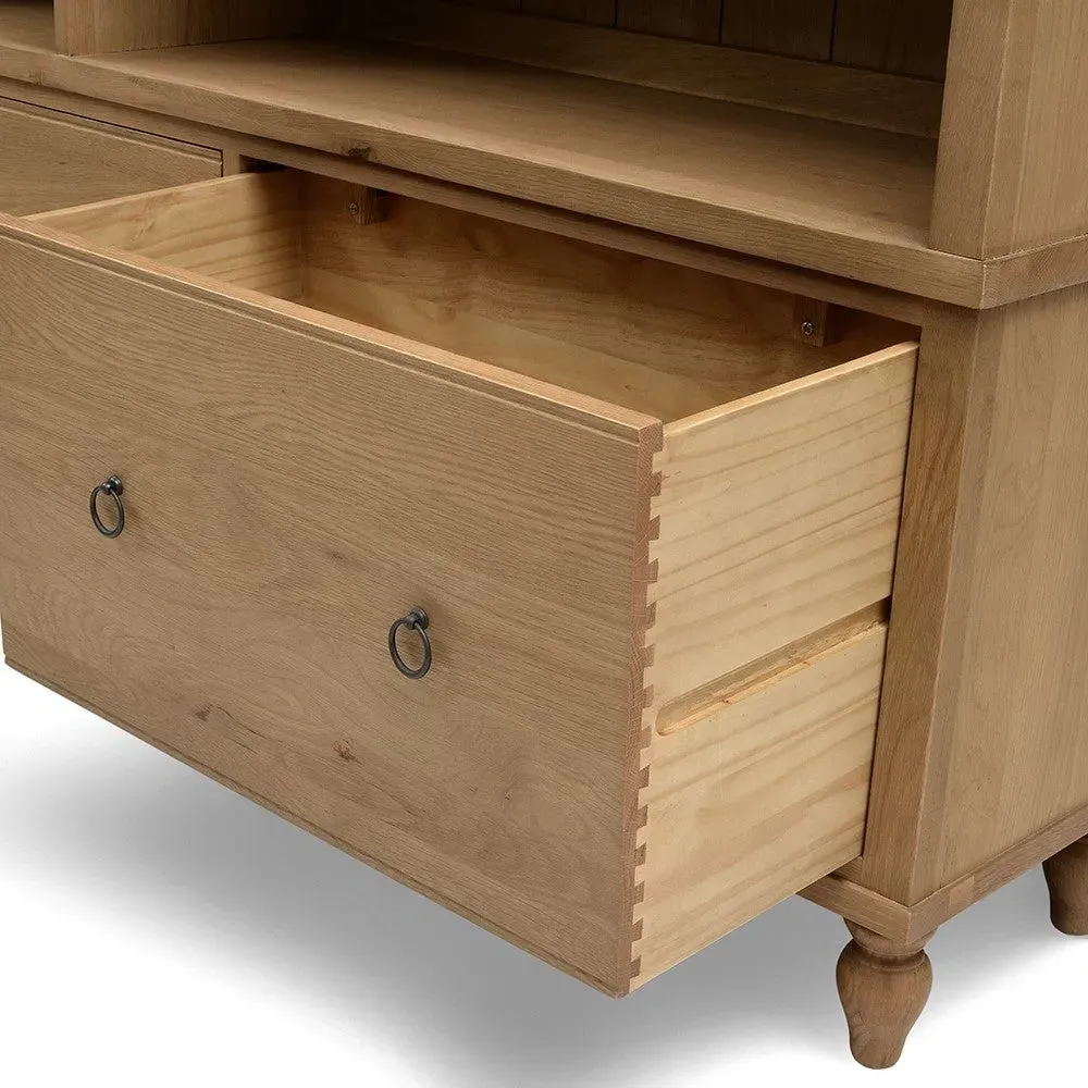 Elkstone Large Bookcase with Drawers - Oak