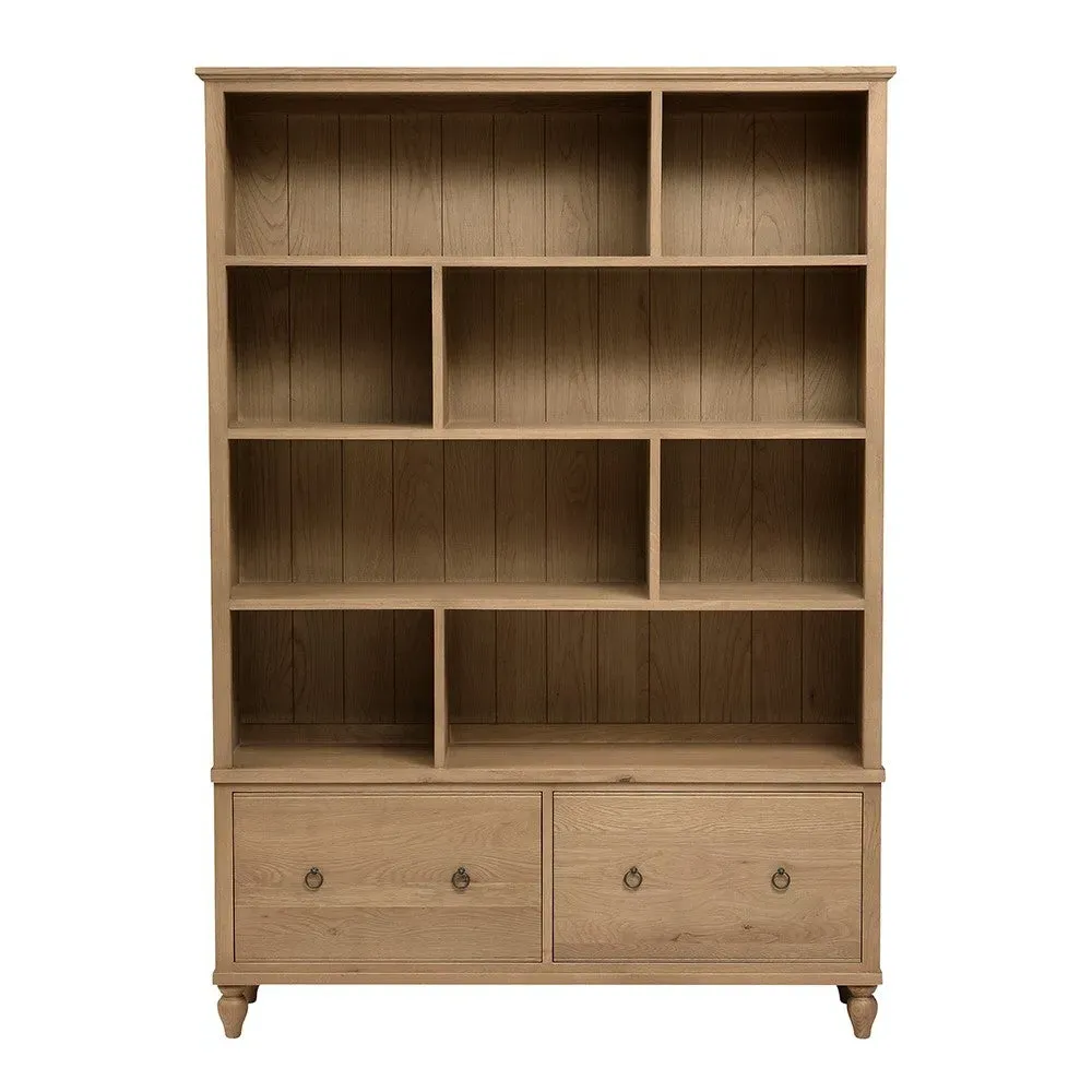 Elkstone Large Bookcase with Drawers - Oak image