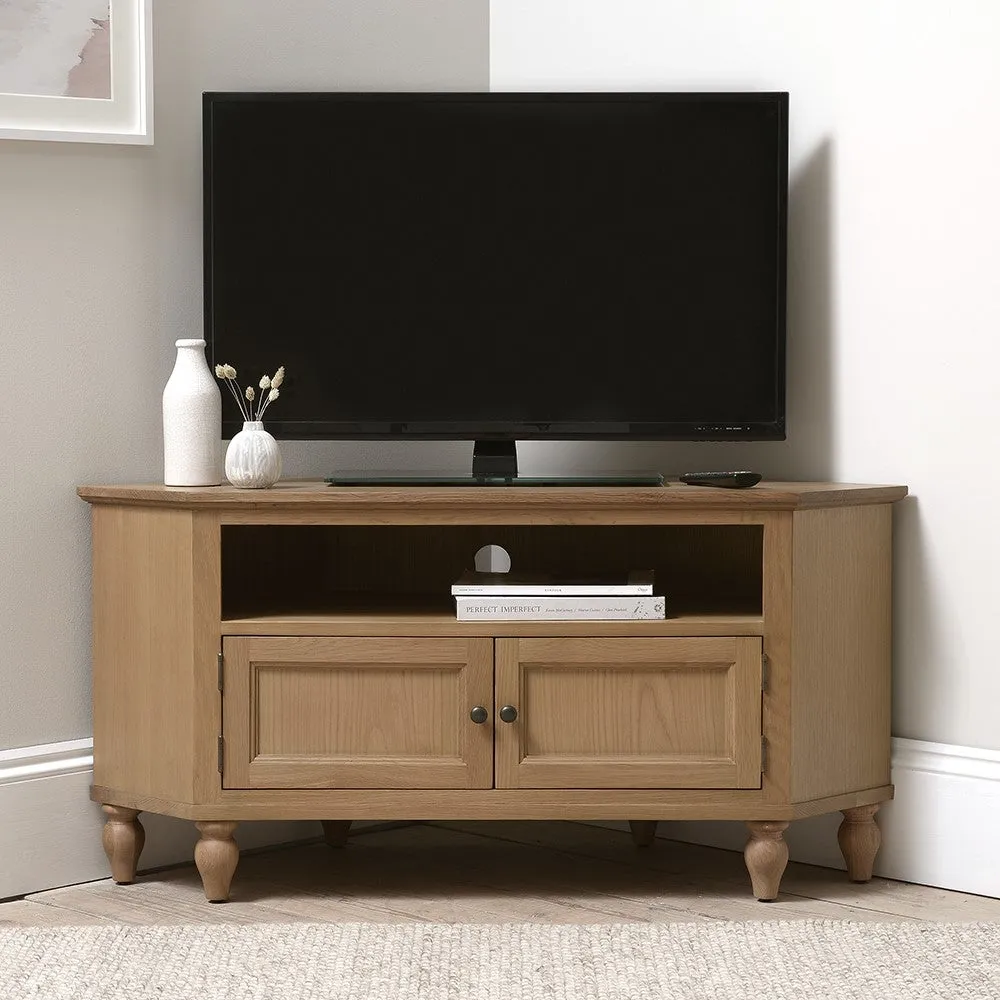 Elkstone Large Corner TV Stand - Oak