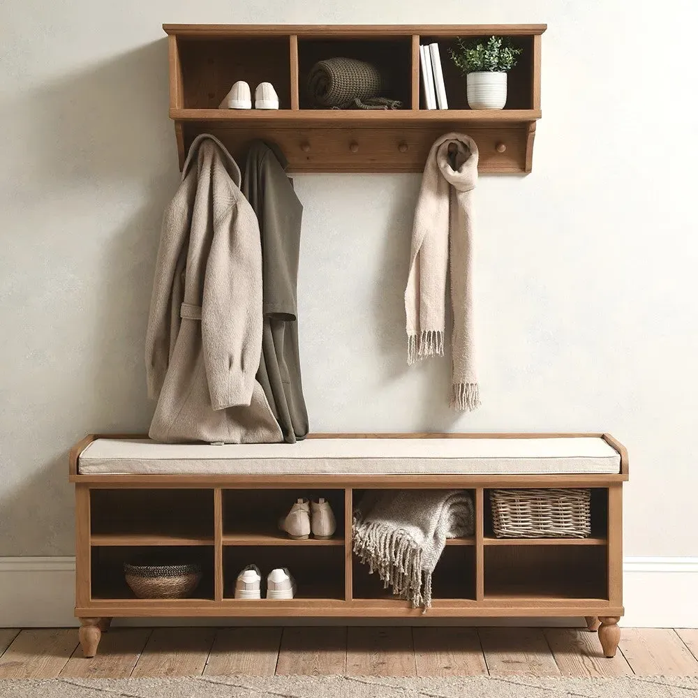 Extra Large Shoe Bench with Storage - Oak