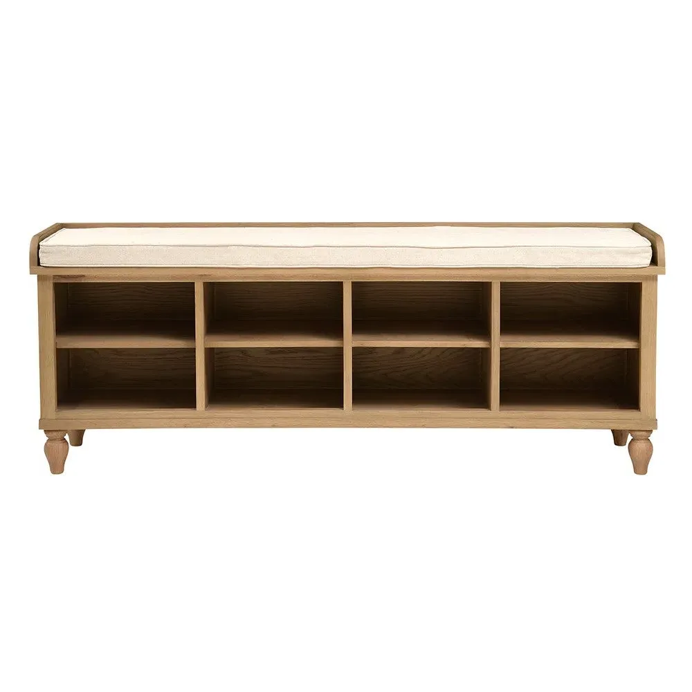 Extra Large Shoe Bench with Storage - Oak