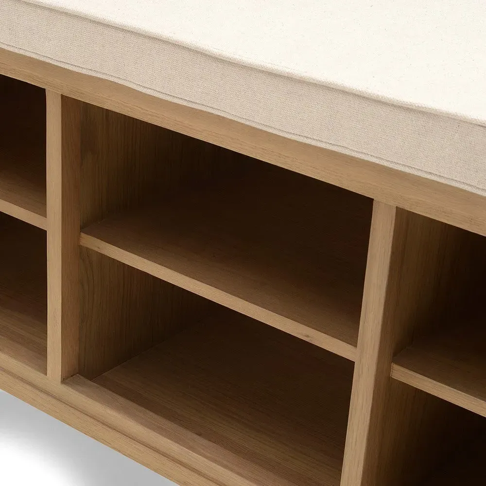 Extra Large Shoe Bench with Storage - Oak