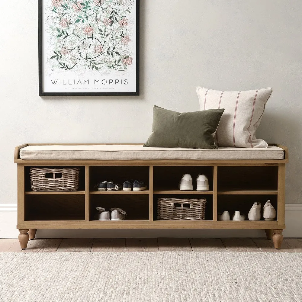 Extra Large Shoe Bench with Storage - Oak