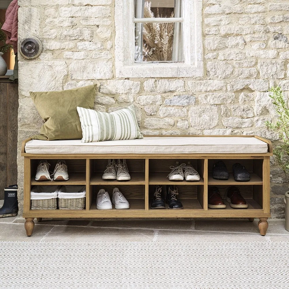 Extra Large Shoe Bench with Storage - Oak image